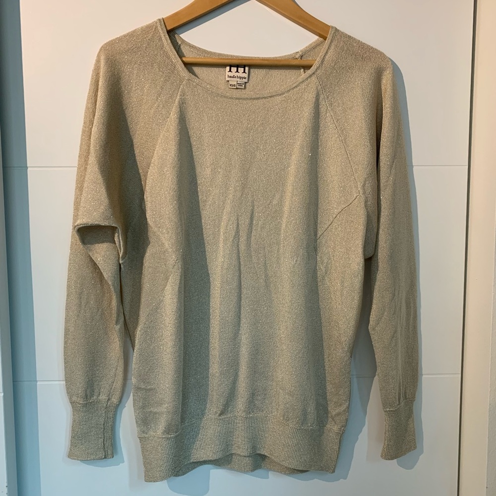 Haute Hippie Gold Glitter Sweater (Size XS)